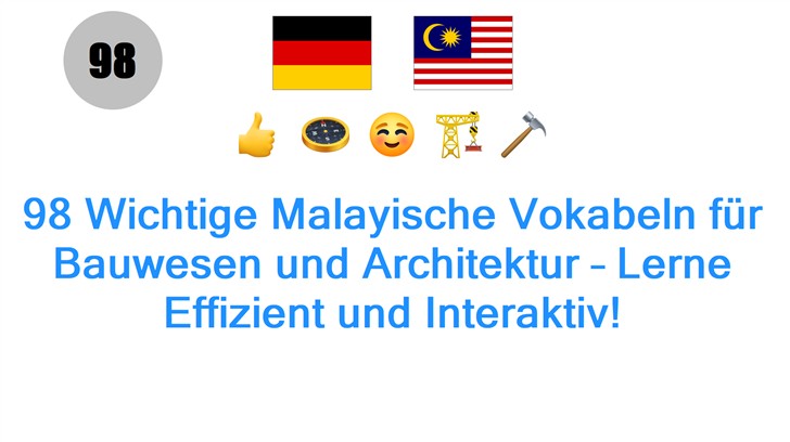 98 Wichtige Malayische Vokabeln für Bauwesen und Architektur – Lerne Effizient und Interaktiv!